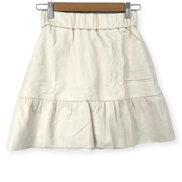 ~Club Monaco Vegan Leather Ruffle Skirt NWT 00 - Picture 1 of 6